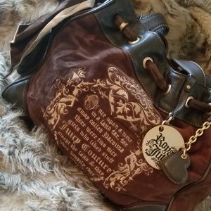 Juicy Brown Leather and Velour Hobo